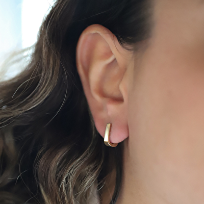 14 Ayar Sarı Altın Halka Küpe