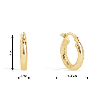 14 Ayar Sarı Altın Halka Küpe