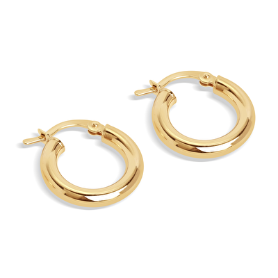 14 Ayar Sarı Altın Halka Küpe