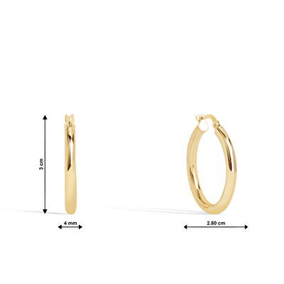 14 Ayar Sarı Altın Halka Küpe