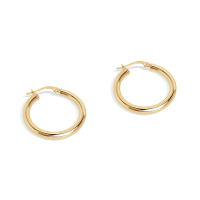 14 Ayar Sarı Altın Halka Küpe