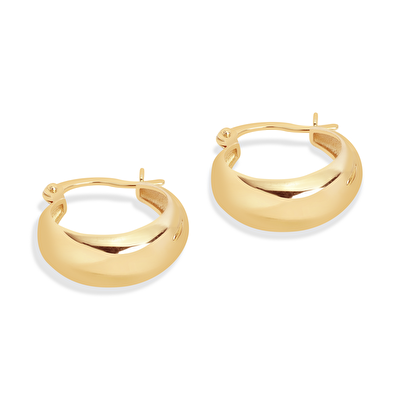 14 Ayar Sarı Altın Halka Küpe