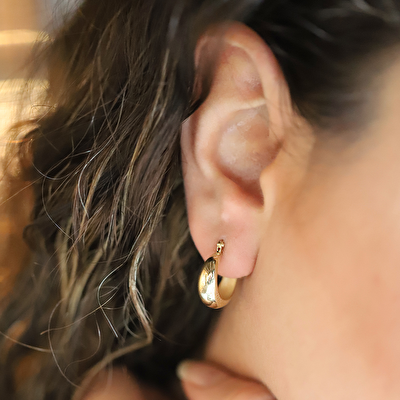 14 Ayar Sarı Altın Halka Küpe