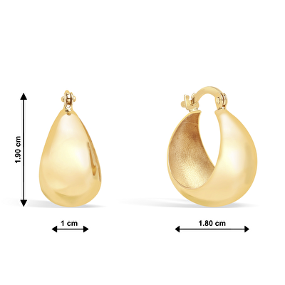 14 Ayar Sarı Altın Halka Küpe