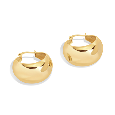 14 Ayar Sarı Altın Halka Küpe