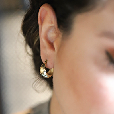 14 Ayar Sarı Altın Halka Küpe