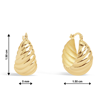 14 Ayar Sarı Altın Burgu Halka Küpe