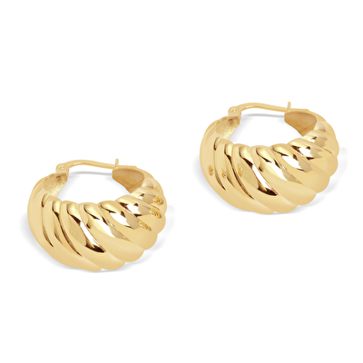 14 Ayar Sarı Altın Burgu Halka Küpe