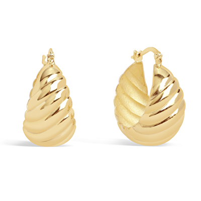 14 Ayar Sarı Altın Burgu Halka Küpe