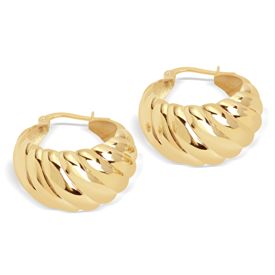 14 Ayar Sarı Altın Burgu Halka Küpe