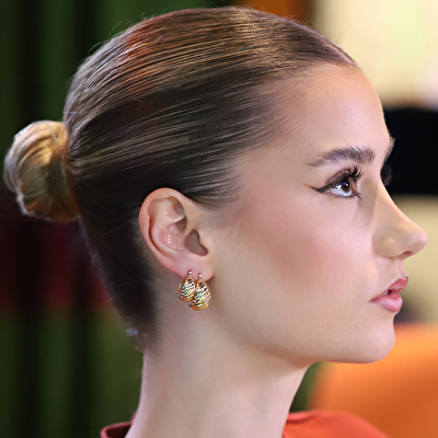 14 Ayar Sarı Altın Burgu Halka Küpe