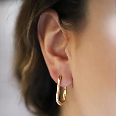 14 Ayar Sarı Altın Halka Küpe