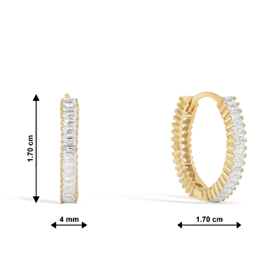 14 Ayar Sarı Altın Taşlı Halka Küpe