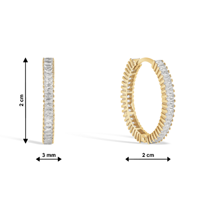 14 Ayar Sarı Altın Taşlı Halka Küpe