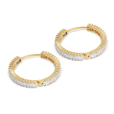 14 Ayar Sarı Altın Taşlı Halka Küpe