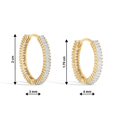 14 Ayar Sarı Altın Taşlı Halka Küpe