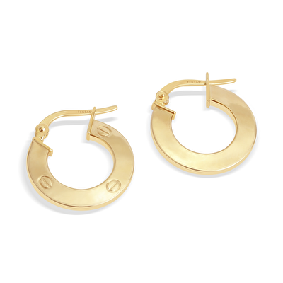 14 Ayar Sarı Altın Halka Küpe