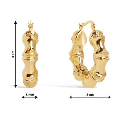 14 Ayar Sarı Altın Bambu Halka Küpe