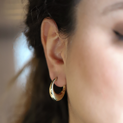 14 Ayar Sarı Altın Halka Küpe