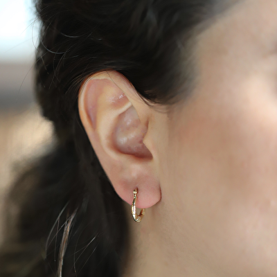 14 Ayar Sarı Altın Halka Küpe