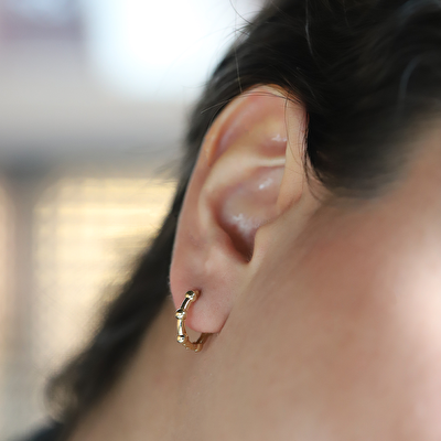 14 Ayar Sarı Altın Halka Küpe