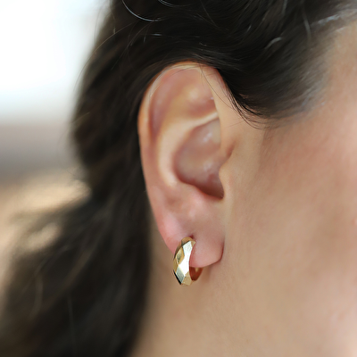 14 Ayar Sarı Altın Halka Küpe