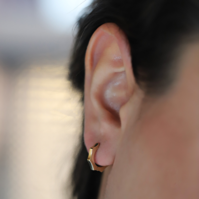 14 Ayar Sarı Altın Halka Küpe