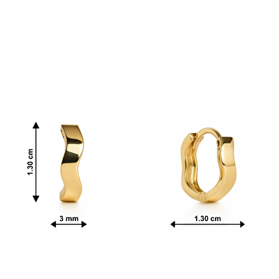 14 Ayar Sarı Altın Dalga Halka Küpe