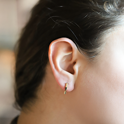 14 Ayar Sarı Altın Yıldız Halka Küpe