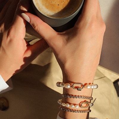 14 Ayar Sarı Altın İnci Bileklik