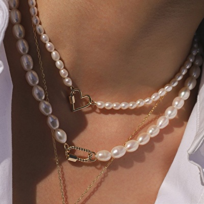 14 Ayar Sarı Altın İnci Gerdanlık