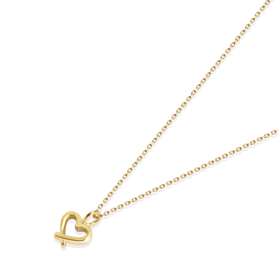 14 Ayar Sarı Altın Kalp Figürlü Kolye