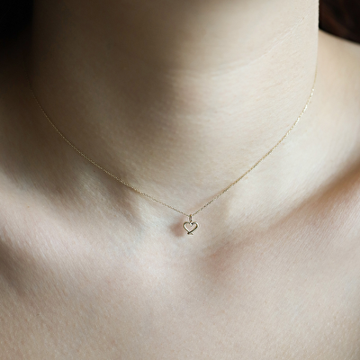 14 Ayar Sarı Altın Kalp Figürlü Kolye