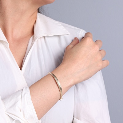 14 Ayar Sarı Altın Kelepçe Bilezik