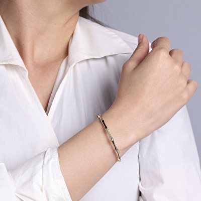 14 Ayar Sarı Altın Kemik Kelepçe Bilezik