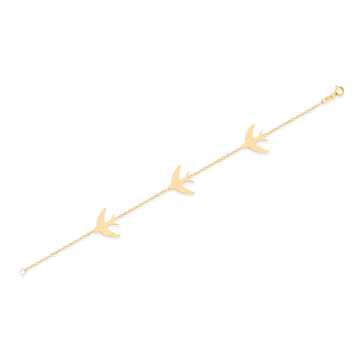 14 Ayar Sarı Altın Kuş Bileklik