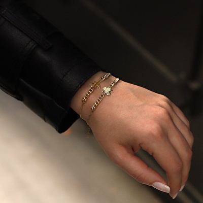 14 Ayar Sarı Altın Kuş Zincir Bileklik