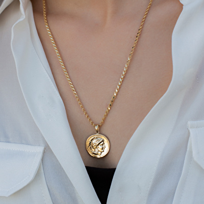 14 Ayar Sarı Altın Madalyon Kolye Ucu