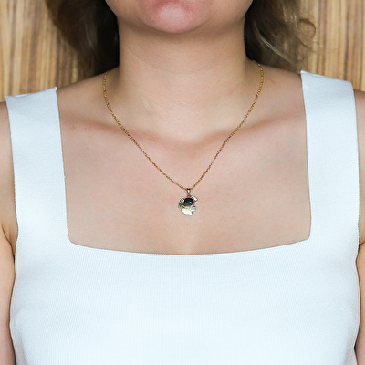 14 Ayar Sarı Altın Mineli Kolye Ucu