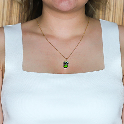 14 Ayar Sarı Altın Mineli Kolye Ucu