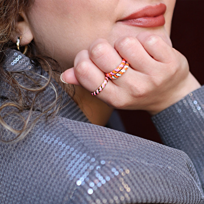 14 Ayar Sarı Altın Turuncu Mineli Yüzük