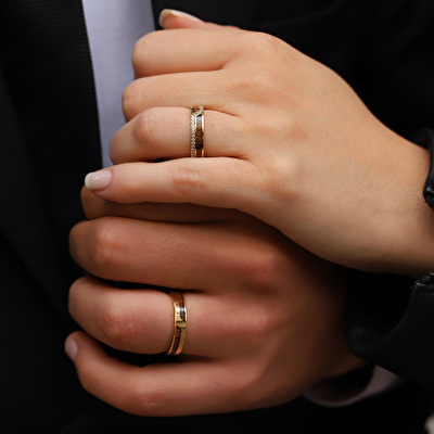 14 Ayar Sarı Altın Modern Alyans