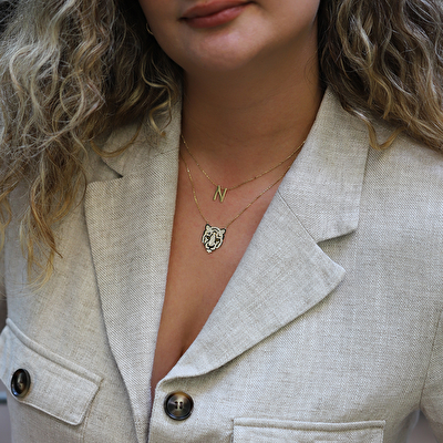 14 Ayar Sarı Altın N Harf Kolye