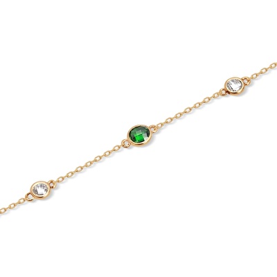 14 Ayar Sarı Altın Yeşil Taşlı Bileklik