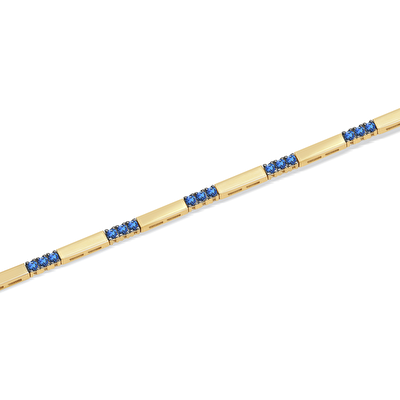 14 Ayar Sarı Altın Mavi Taşlı Bileklik