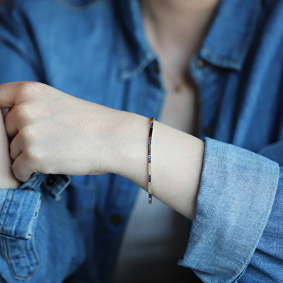 14 Ayar Sarı Altın Mavi Taşlı Bileklik