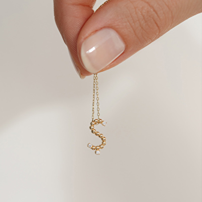 14 Ayar Sarı Altın Ş Harf Kolye