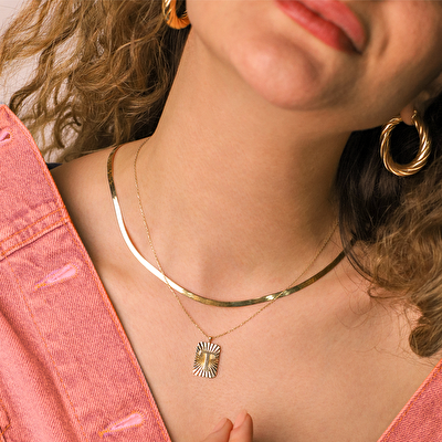 14 Ayar T Harf Plaka Kolye