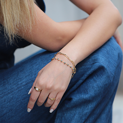 14 Ayar Sarı Altın Zincir Bileklik