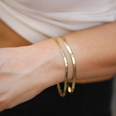 14 Ayar Sarı Altın Balık Sırtı Bileklik